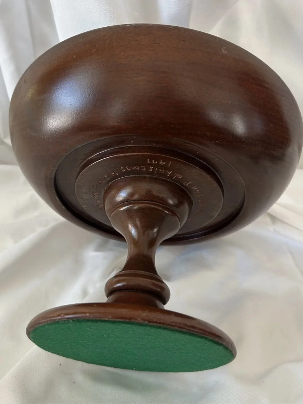 1971 Mahogany Hand Turned Pedestal / Compote Bowl Signed MCM Retro Vintage USA